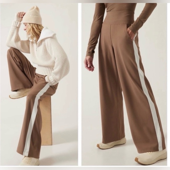 Athleta Pants - NWT Athleta 1X Venice Colorblock Wide Leg Pant Rustic Beige & Magnolia White